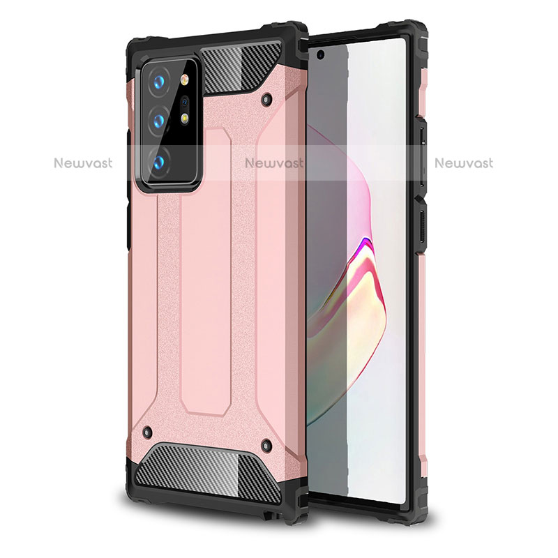 Silicone Matte Finish and Plastic Back Cover Case WL1 for Samsung Galaxy Note 20 Ultra 5G Rose Gold