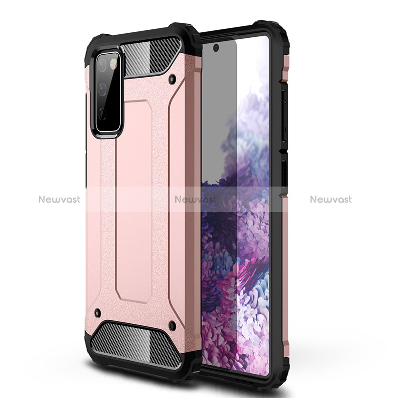 Silicone Matte Finish and Plastic Back Cover Case WL1 for Samsung Galaxy S20 FE (2022) 5G Rose Gold