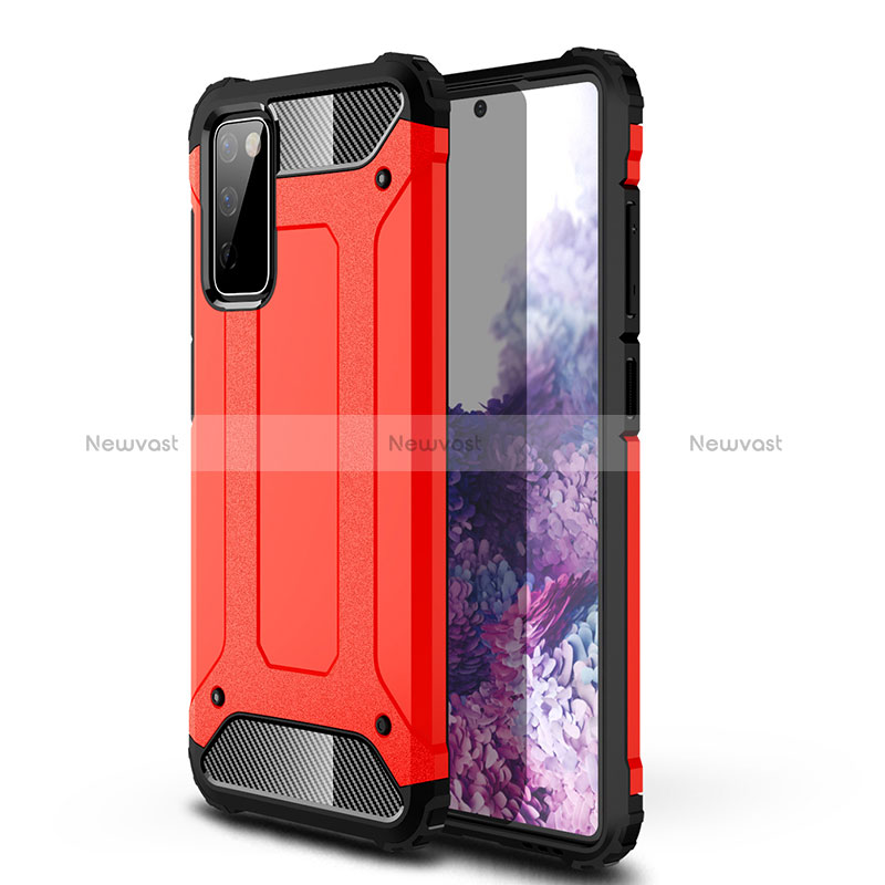 Silicone Matte Finish and Plastic Back Cover Case WL1 for Samsung Galaxy S20 Lite 5G Red