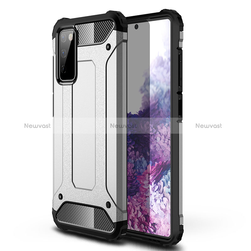 Silicone Matte Finish and Plastic Back Cover Case WL1 for Samsung Galaxy S20 Lite 5G Silver
