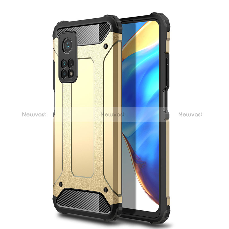 Silicone Matte Finish and Plastic Back Cover Case WL1 for Xiaomi Mi 10T 5G Gold