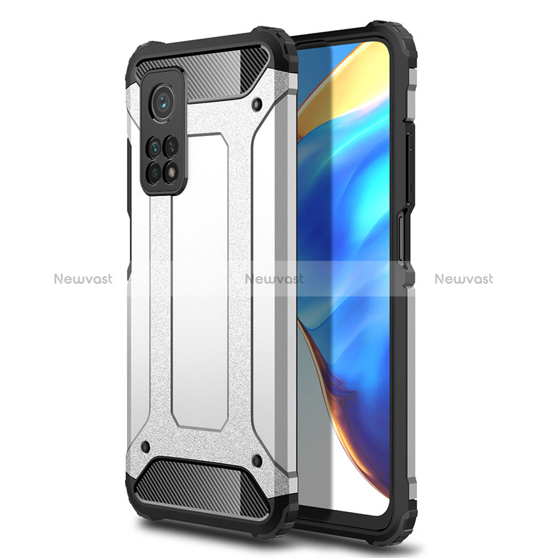 Silicone Matte Finish and Plastic Back Cover Case WL1 for Xiaomi Mi 10T Pro 5G Silver