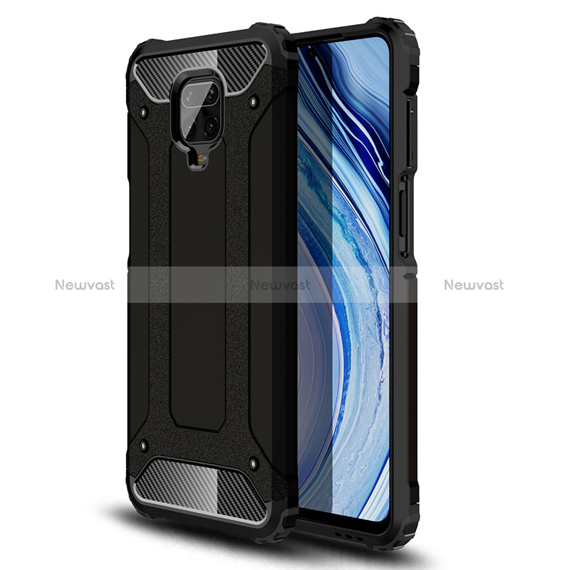 Silicone Matte Finish and Plastic Back Cover Case WL1 for Xiaomi Poco M2 Pro Black
