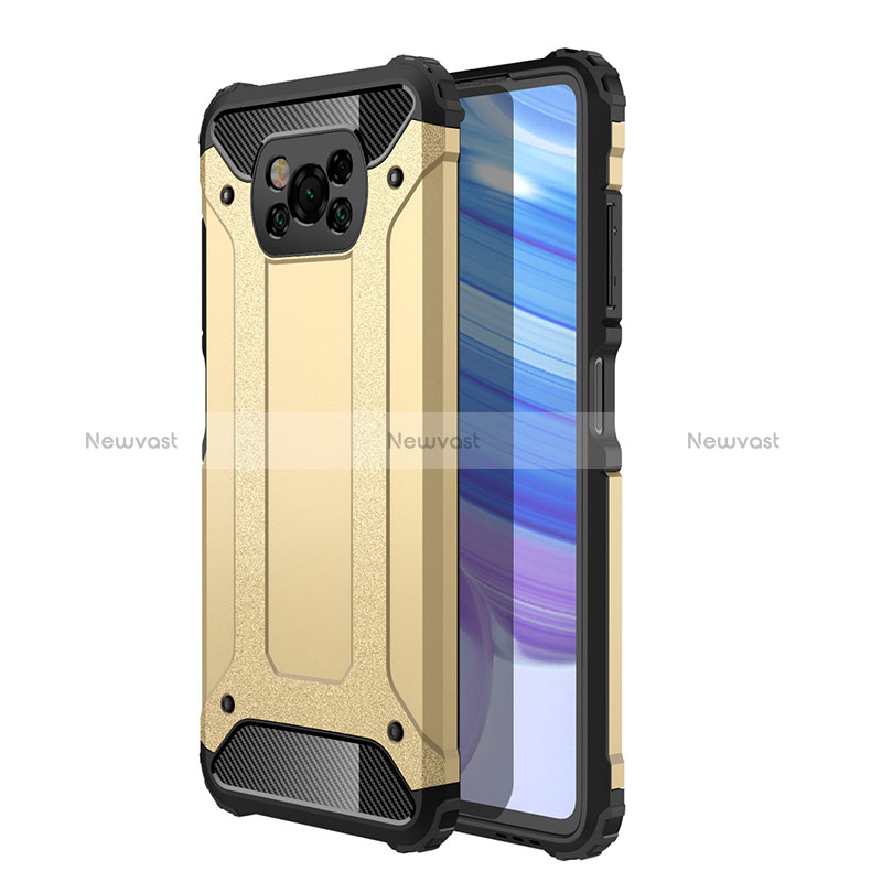 Silicone Matte Finish and Plastic Back Cover Case WL1 for Xiaomi Poco X3 NFC Gold