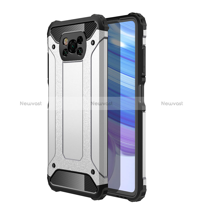 Silicone Matte Finish and Plastic Back Cover Case WL1 for Xiaomi Poco X3 Pro Silver