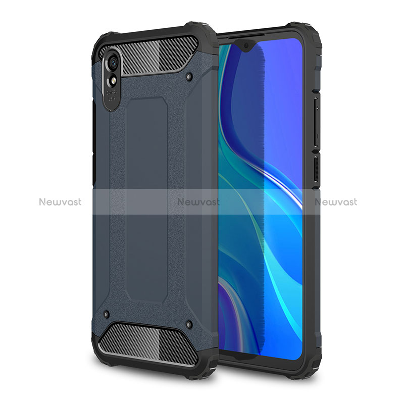 Silicone Matte Finish and Plastic Back Cover Case WL1 for Xiaomi Redmi 9AT Navy Blue