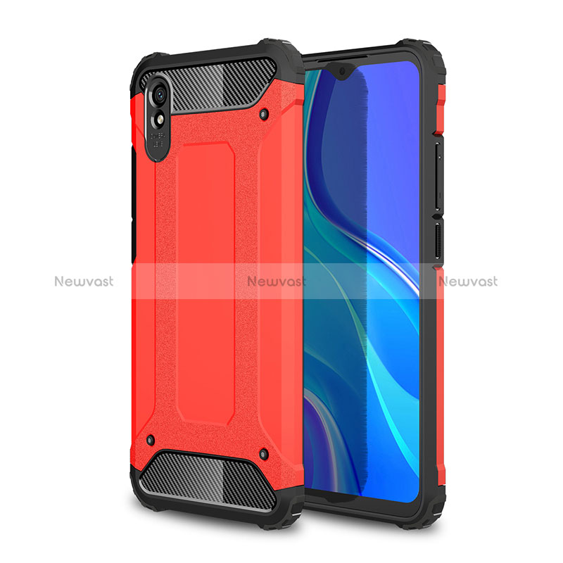 Silicone Matte Finish and Plastic Back Cover Case WL1 for Xiaomi Redmi 9AT Red