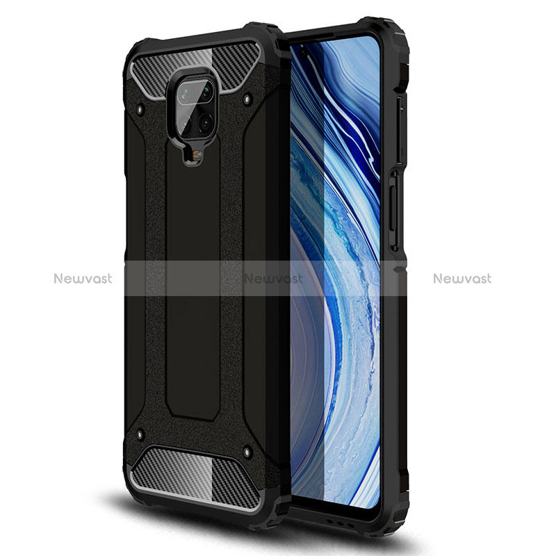 Silicone Matte Finish and Plastic Back Cover Case WL1 for Xiaomi Redmi Note 9 Pro Black