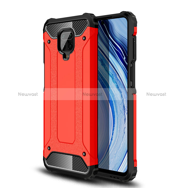 Silicone Matte Finish and Plastic Back Cover Case WL1 for Xiaomi Redmi Note 9 Pro Red