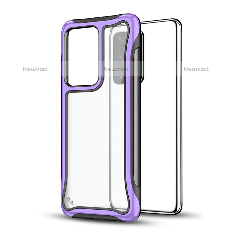 Silicone Matte Finish and Plastic Back Cover Case YF1 for Samsung Galaxy S20 Plus 5G Purple
