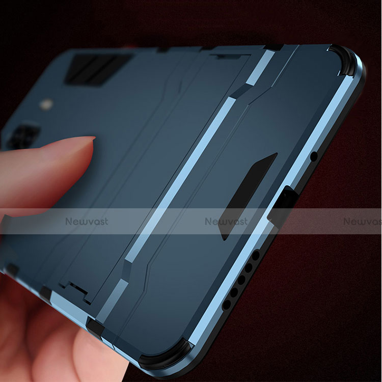 Silicone Matte Finish and Plastic Back Cover with Stand for Huawei Mate 10 Blue