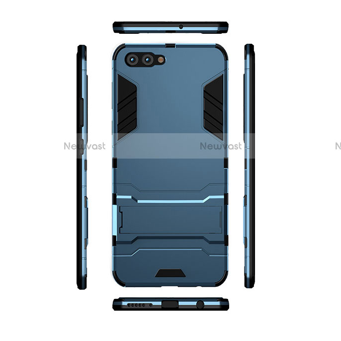 Silicone Matte Finish and Plastic Back Cover with Stand for Huawei Nova 2S Blue