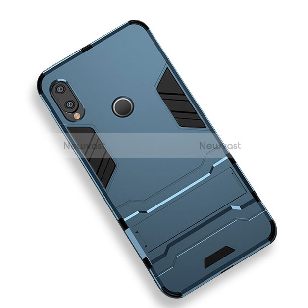 Silicone Matte Finish and Plastic Back Cover with Stand for Huawei Nova 3e Blue