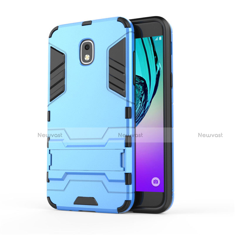 Silicone Matte Finish and Plastic Back Cover with Stand for Samsung Galaxy Amp Prime 3 Blue