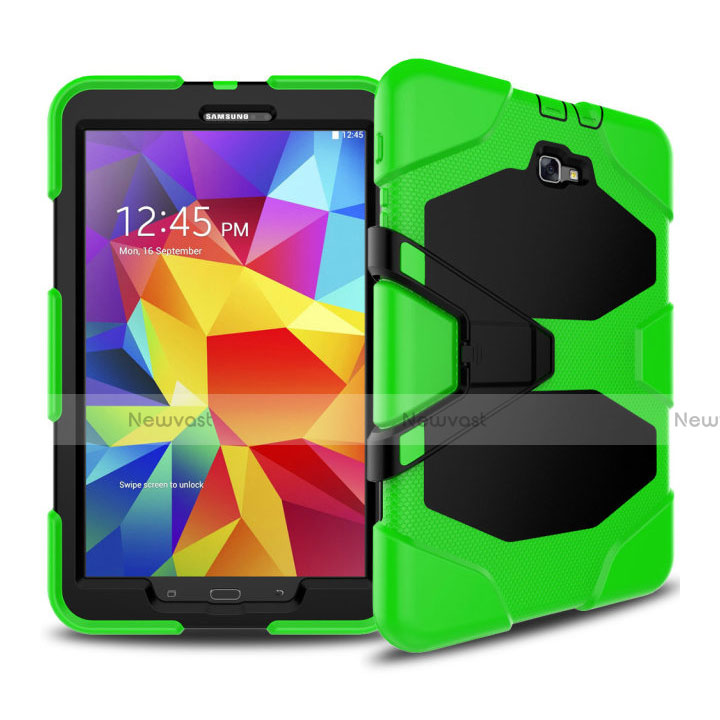 Silicone Matte Finish and Plastic Back Cover with Stand for Samsung Galaxy Tab A6 10.1 SM-T580 SM-T585 Green