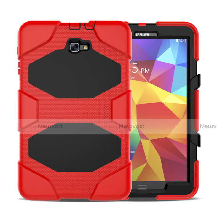 Silicone Matte Finish and Plastic Back Cover with Stand for Samsung Galaxy Tab A6 10.1 SM-T580 SM-T585 Red