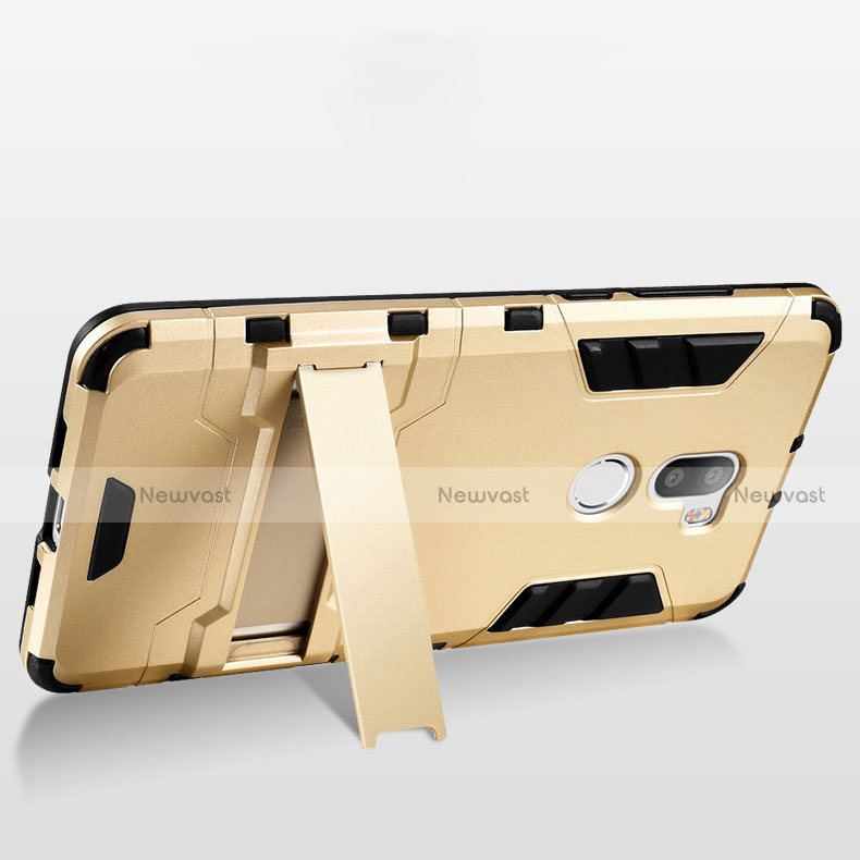 Silicone Matte Finish and Plastic Back Cover with Stand for Xiaomi Mi 5S Plus Gold