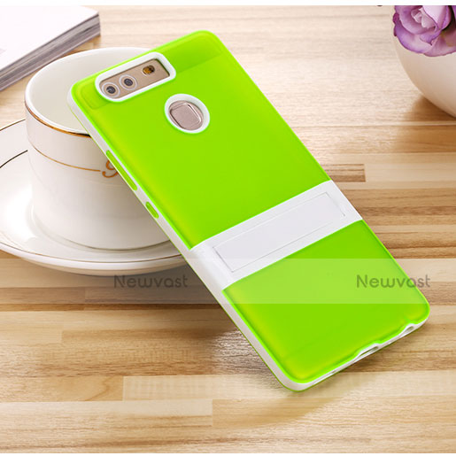 Silicone Matte Finish Stands Case for Huawei P9 Green