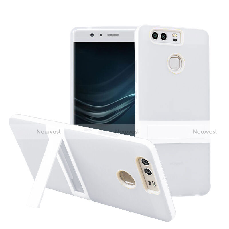 Silicone Matte Finish Stands Case for Huawei P9 White