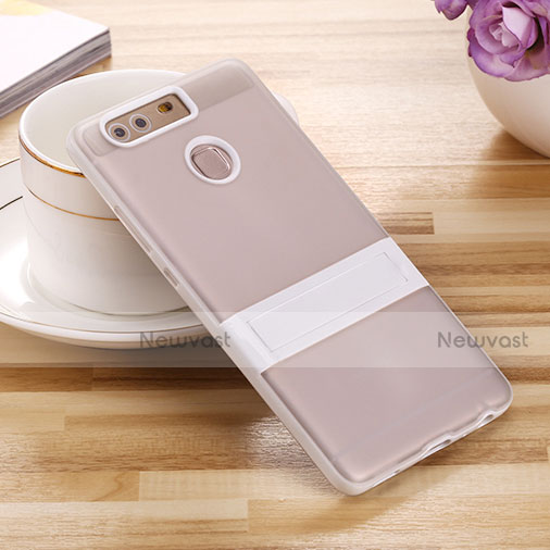 Silicone Matte Finish Stands Case for Huawei P9 White