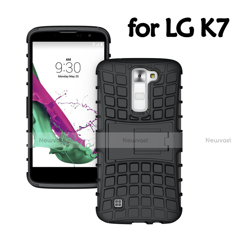 Silicone Matte Finish Stands Case for LG K7 Black