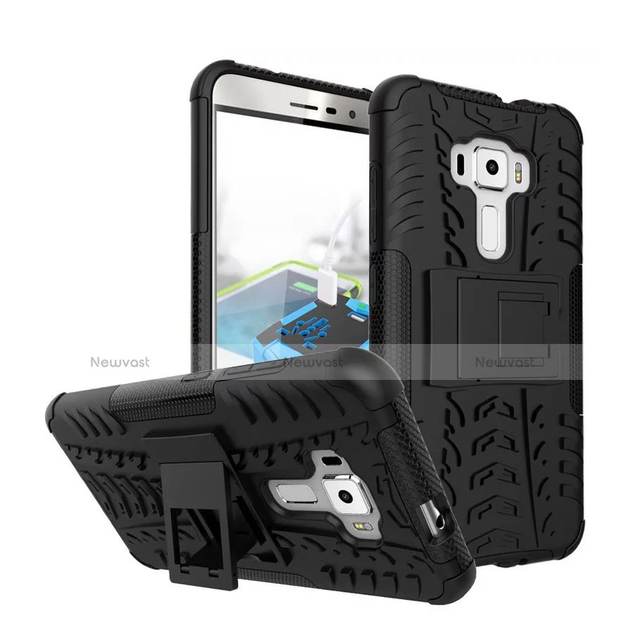 Silicone Stands TPU Soft Case for Asus Zenfone 3 ZE552KL Black