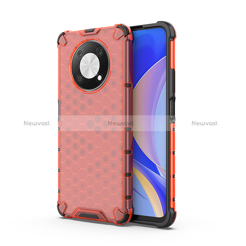 Silicone Transparent Frame Case Cover 360 Degrees AM1 for Huawei Nova Y90 Red