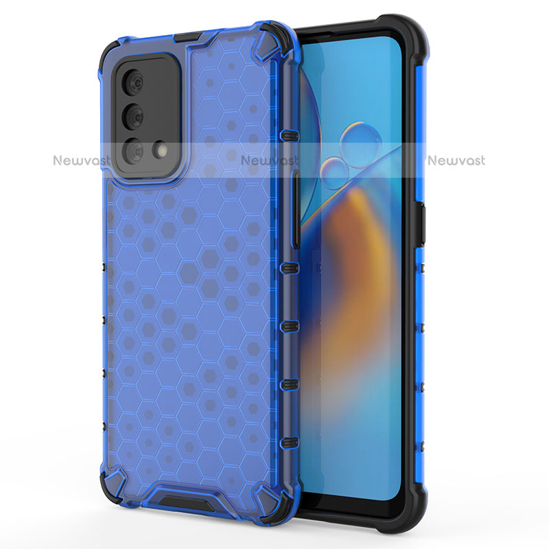 Silicone Transparent Frame Case Cover 360 Degrees AM1 for Oppo A74 4G Blue