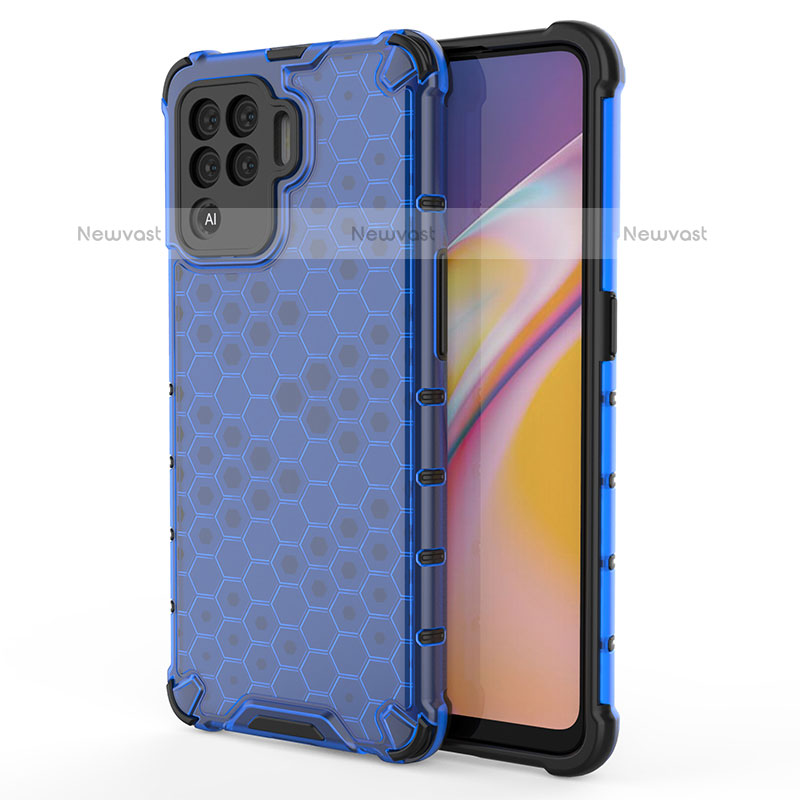 Silicone Transparent Frame Case Cover 360 Degrees AM1 for Oppo A94 4G Blue