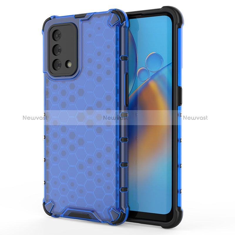 Silicone Transparent Frame Case Cover 360 Degrees AM1 for Oppo A95 4G Blue