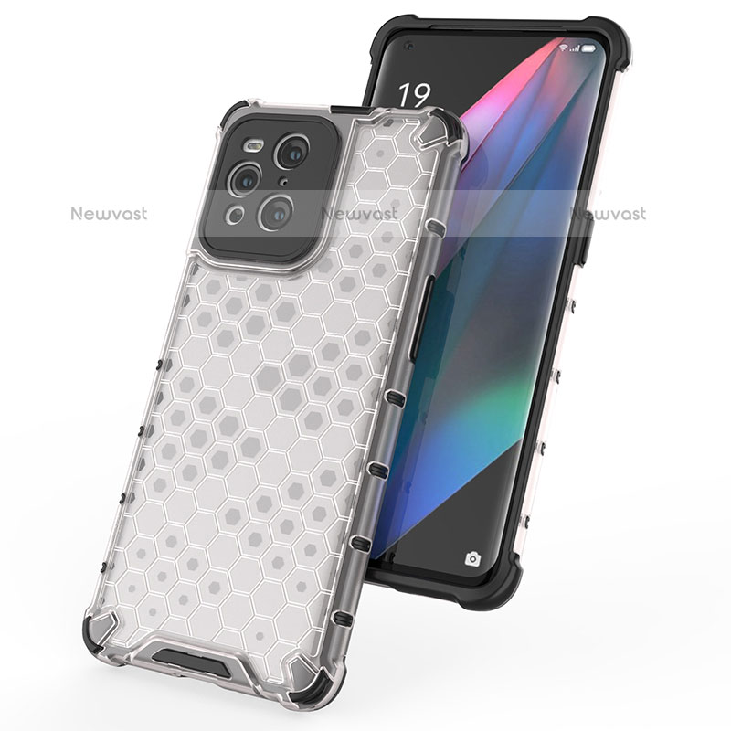 Silicone Transparent Frame Case Cover 360 Degrees AM1 for Oppo Find X3 Pro 5G