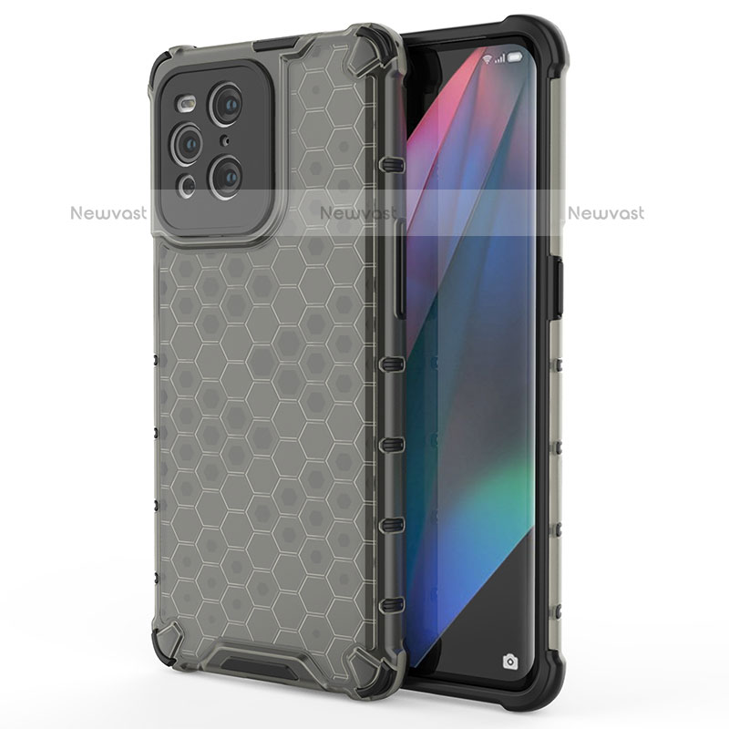 Silicone Transparent Frame Case Cover 360 Degrees AM1 for Oppo Find X3 Pro 5G Black