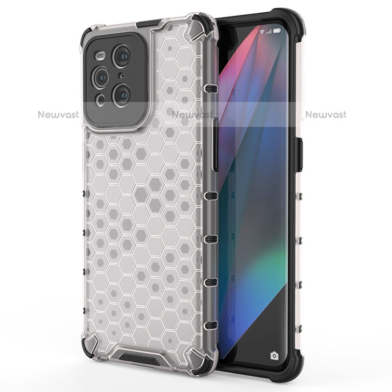 Silicone Transparent Frame Case Cover 360 Degrees AM1 for Oppo Find X3 Pro 5G White