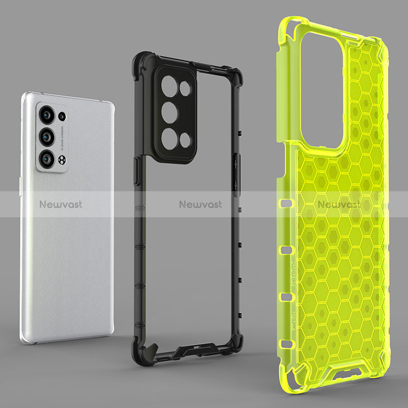 Silicone Transparent Frame Case Cover 360 Degrees AM1 for Oppo Reno6 Pro 5G
