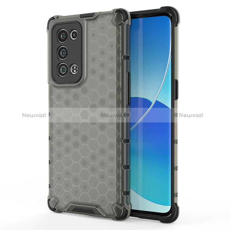 Silicone Transparent Frame Case Cover 360 Degrees AM1 for Oppo Reno6 Pro 5G Black
