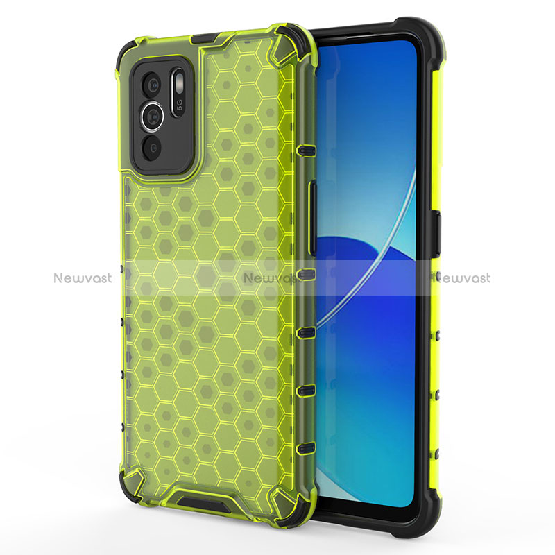 Silicone Transparent Frame Case Cover 360 Degrees AM1 for Oppo Reno6 Z 5G Green