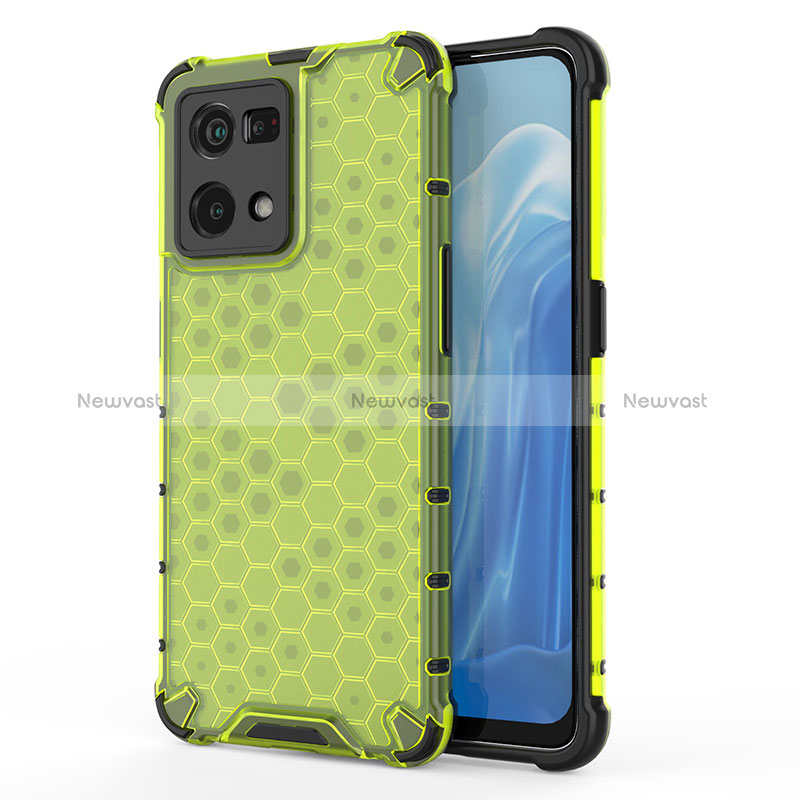 Silicone Transparent Frame Case Cover 360 Degrees AM1 for Oppo Reno7 4G Green