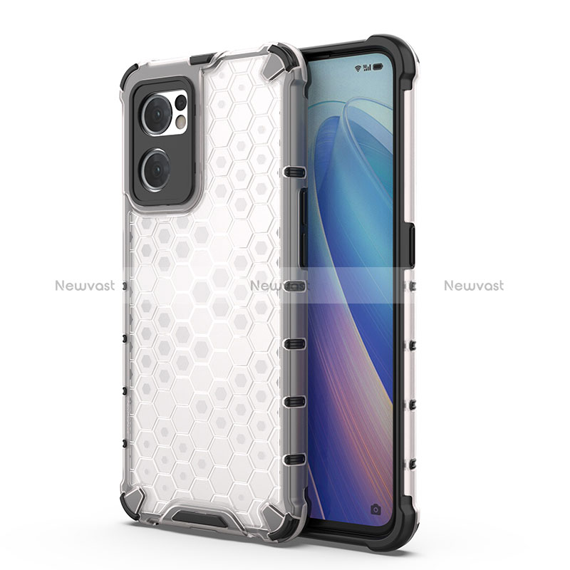 Silicone Transparent Frame Case Cover 360 Degrees AM1 for Oppo Reno7 5G White