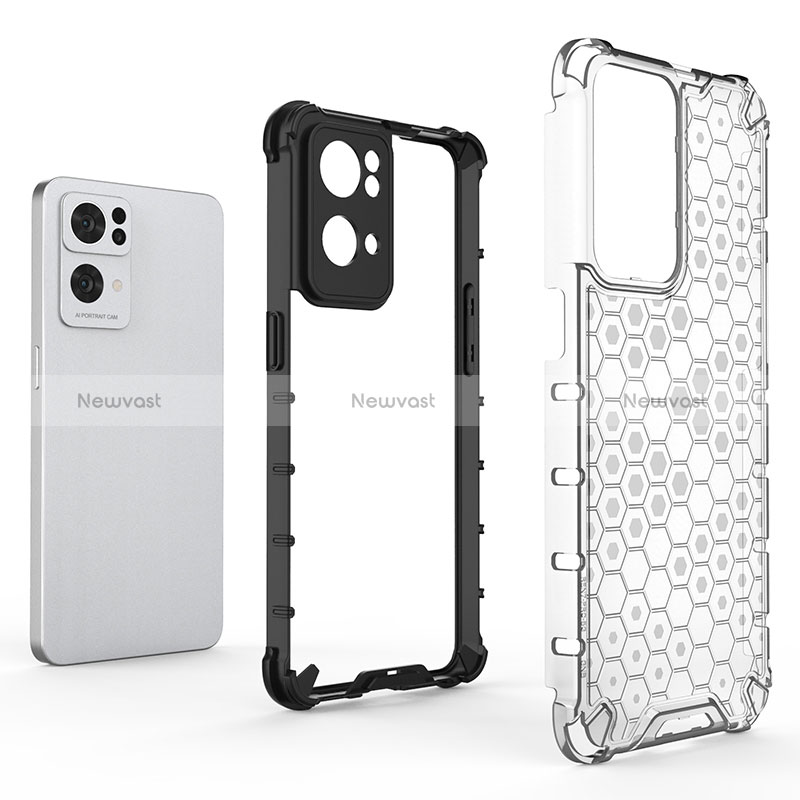 Silicone Transparent Frame Case Cover 360 Degrees AM1 for Oppo Reno7 Pro 5G