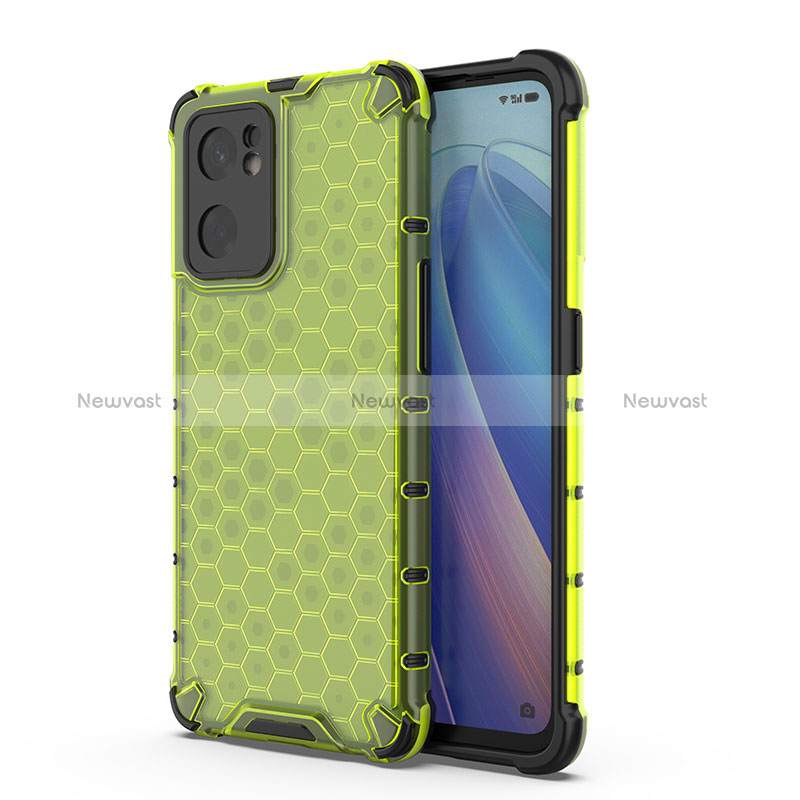 Silicone Transparent Frame Case Cover 360 Degrees AM1 for Oppo Reno7 SE 5G Green