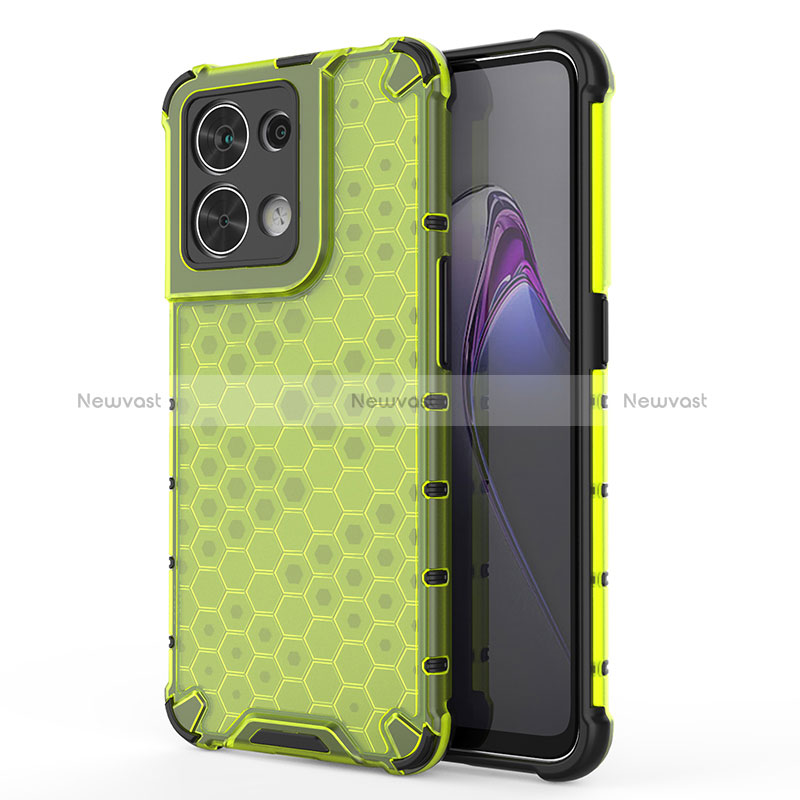 Silicone Transparent Frame Case Cover 360 Degrees AM1 for Oppo Reno8 5G Green