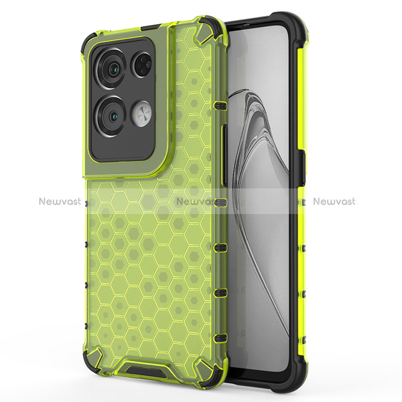 Silicone Transparent Frame Case Cover 360 Degrees AM1 for Oppo Reno8 Pro 5G Green