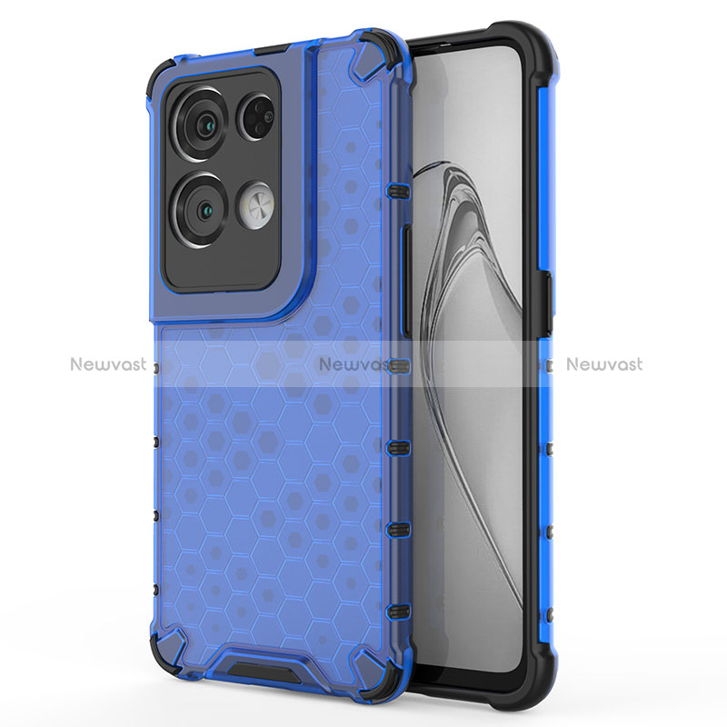 Silicone Transparent Frame Case Cover 360 Degrees AM1 for Oppo Reno8 Pro+ Plus 5G Blue