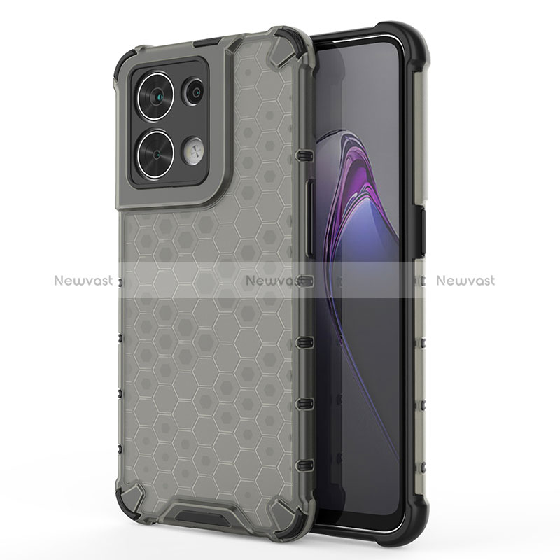 Silicone Transparent Frame Case Cover 360 Degrees AM1 for Oppo Reno9 Pro 5G Black
