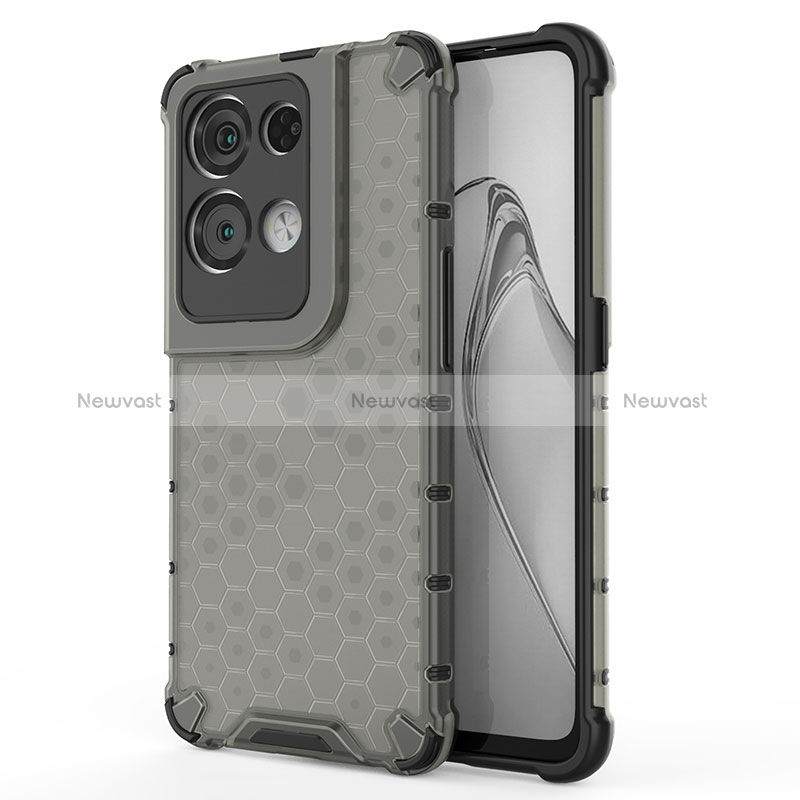 Silicone Transparent Frame Case Cover 360 Degrees AM1 for Oppo Reno9 Pro+ Plus 5G Black