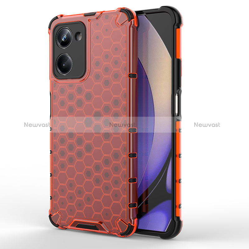 Silicone Transparent Frame Case Cover 360 Degrees AM1 for Realme 10 Pro 5G Red