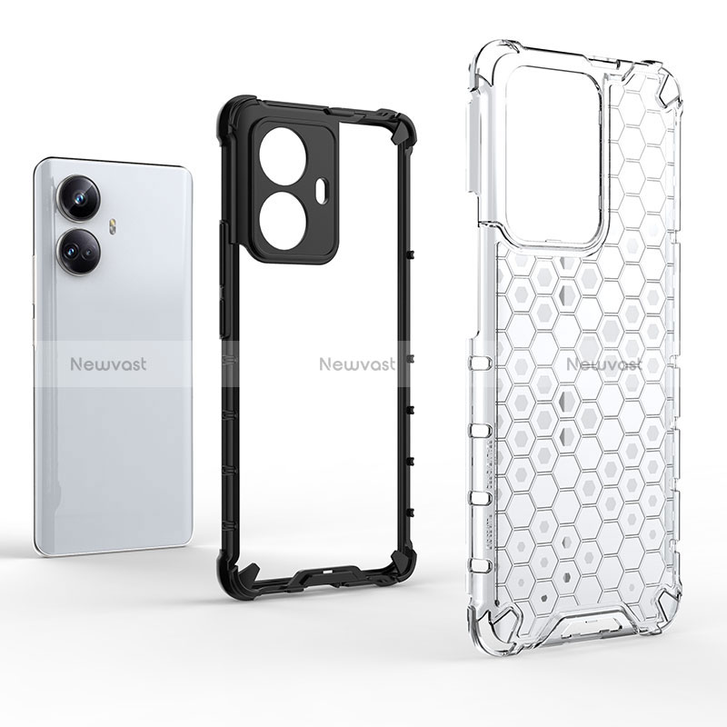 Silicone Transparent Frame Case Cover 360 Degrees AM1 for Realme 10 Pro+ Plus 5G