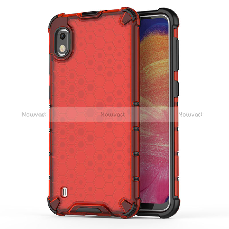 Silicone Transparent Frame Case Cover 360 Degrees AM1 for Samsung Galaxy A10 Red