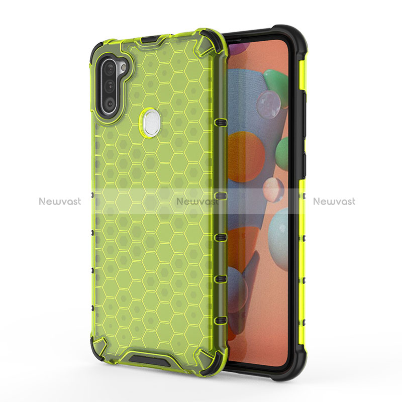 Silicone Transparent Frame Case Cover 360 Degrees AM1 for Samsung Galaxy A11 Green