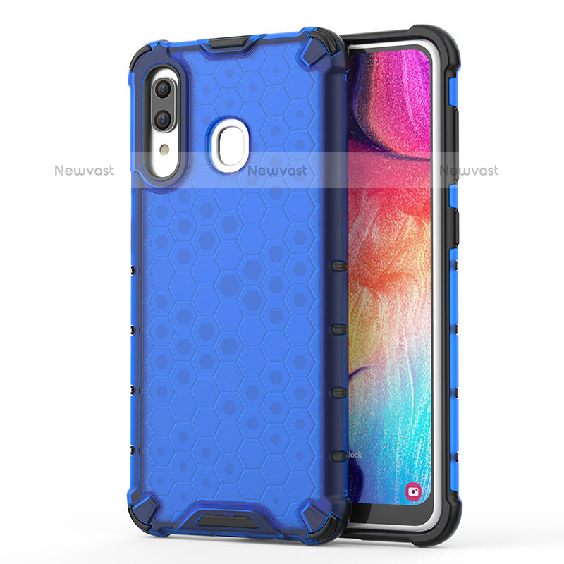 Silicone Transparent Frame Case Cover 360 Degrees AM1 for Samsung Galaxy A20 Blue